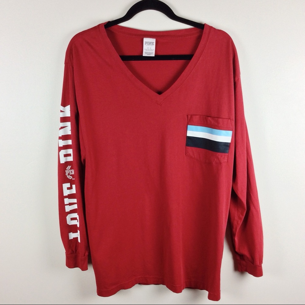 Victoria’s Secret PINK V-Neck Long Sleeve Tee